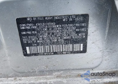 2013 Subaru Xv Crosstrek 2.0I Premium z USA, uszkodzony, nr VIN JF2GPACC2D1896731